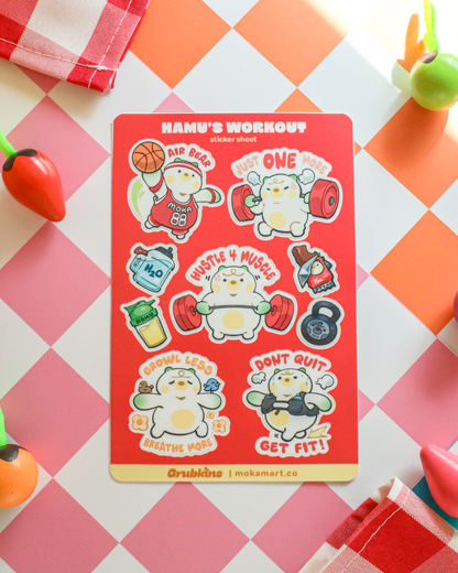Hamu's Workout  - Vinyl 4x6 Sticker Sheet