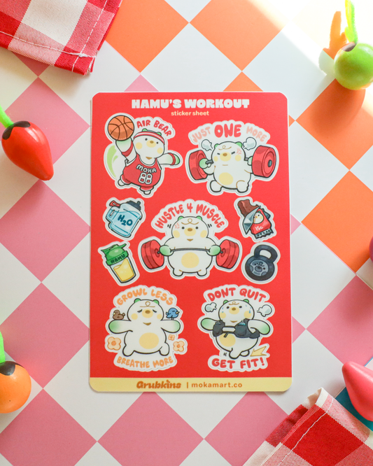 Hamu's Workout  - Vinyl 4x6 Sticker Sheet