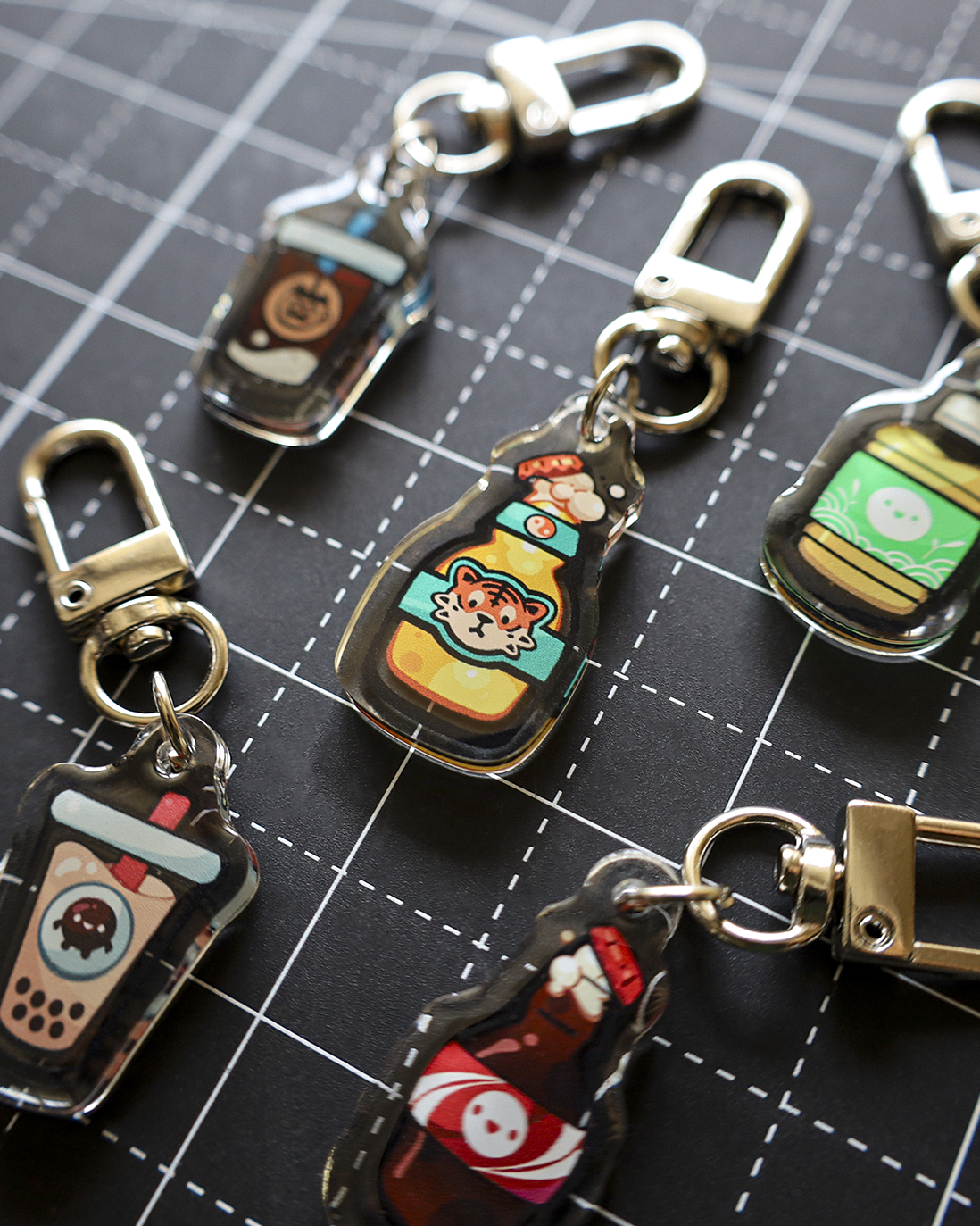 Moka Foodies Bevy - Epoxy Keychain (Silver Clasp)