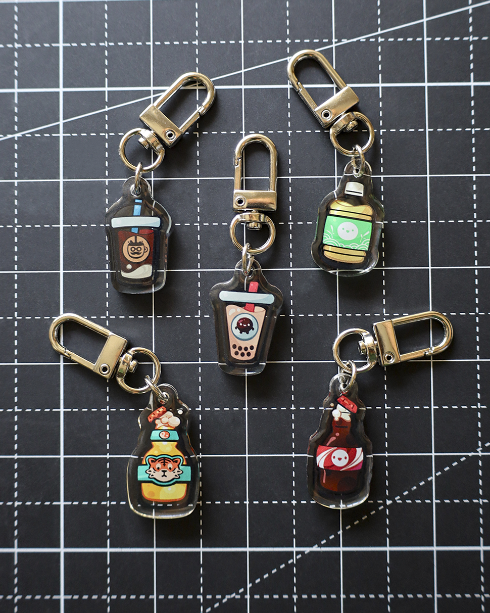 Moka Foodies Bevy - Epoxy Keychain (Silver Clasp)